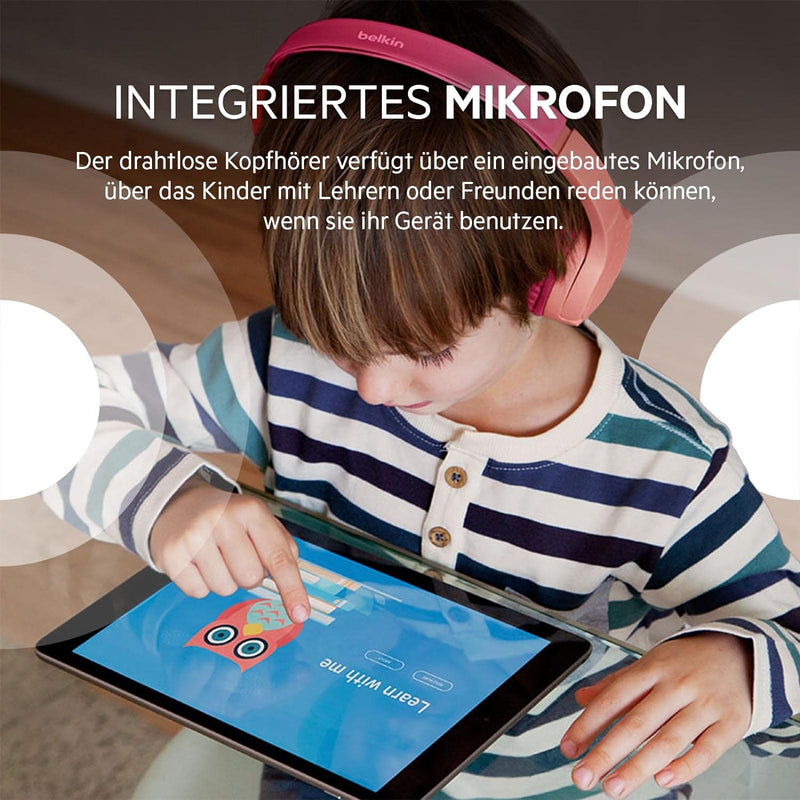 Belkin SoundForm Mini drahtloser Kinder-On-Ear-Kopfhörer mit integriertem Mikrofon zum Online-Lernen