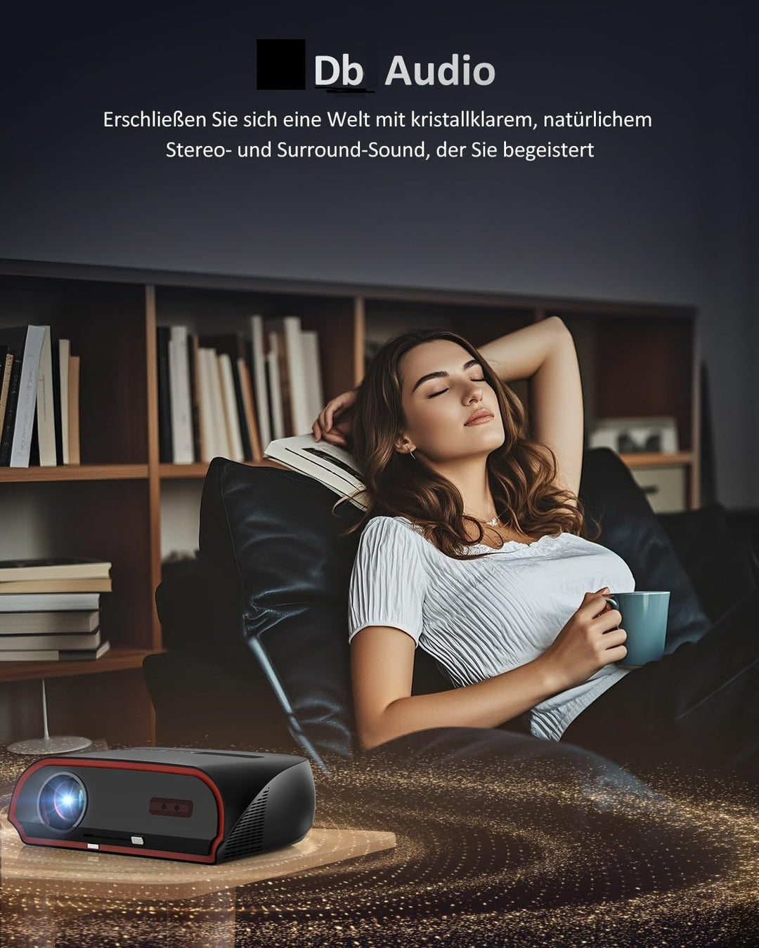 4K Heimkino Beamer mit HDMI ARC Smart OS, 2200ANSI Tageslich Ultra HD Smart Projektor für Schlafzimm