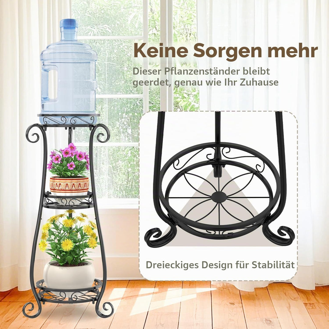VASZOLA 3 Etagen Metall Pflanzenständer Blumentopfständer, 87cm Pflanzenregal Blumenregal für innen,