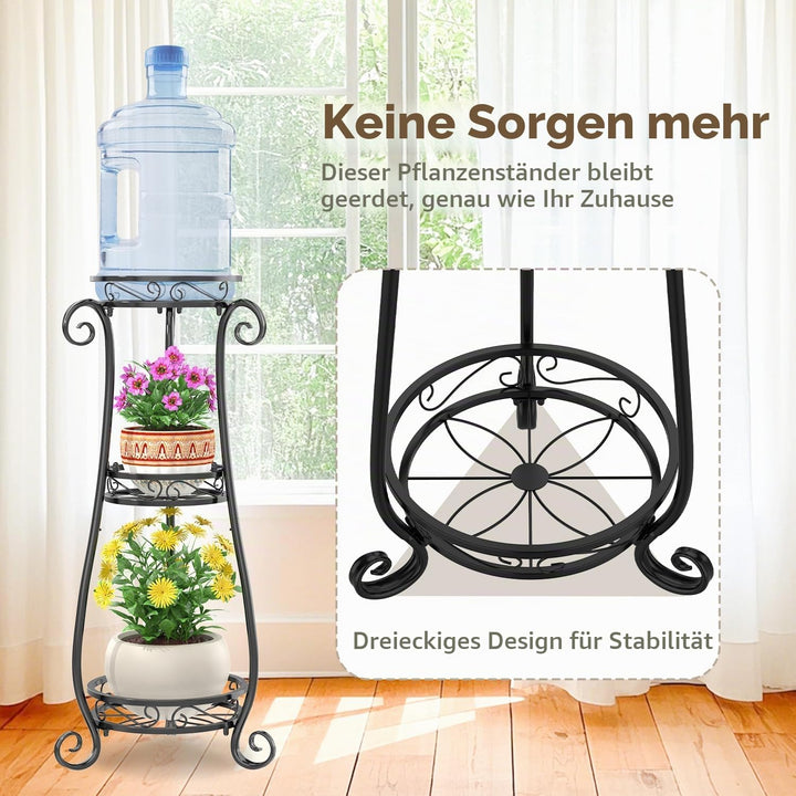 VASZOLA 3 Etagen Metall Pflanzenständer Blumentopfständer, 87cm Pflanzenregal Blumenregal für innen,