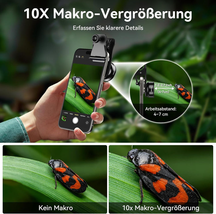 APEXEL Professionelles Makro-Fotoobjektiv für Dual-Objektiv/Einzelobjektiv, iPhone, Pixel, Samsung G