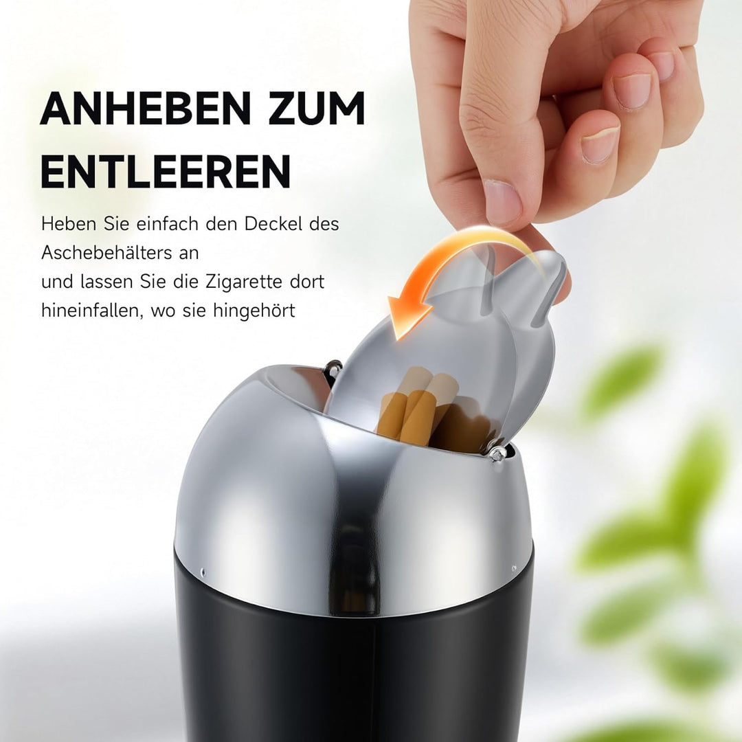CO-Z Standaschenbecher Edelstahl Aschenbecher mit Deckel für Drinnen Höhenverstellbar Stand Aschenbe