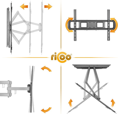 RICOO TV Wandhalterung Fernseher Schwenkbar Neigbar für 37-70 Zoll, Universal TV Halterung S5264, Fe