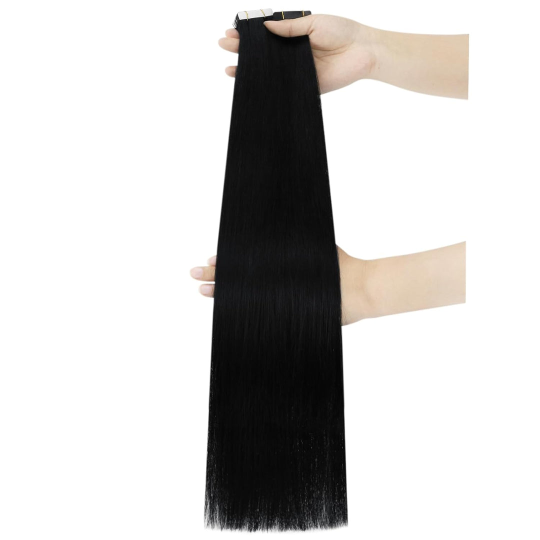 Ugeat Echthaar Extensions Tape 55cm Schwarz Echthaar Tape Extensions Echthaar Tape Schwarz Haarverlä