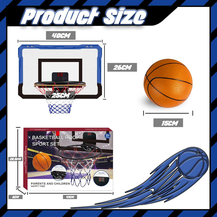 TEUVO Mini Basketballkorb Indoor Kinder mit 4 Ball, Tür Basketballkorb für Zimmer & Büro & Elektroni