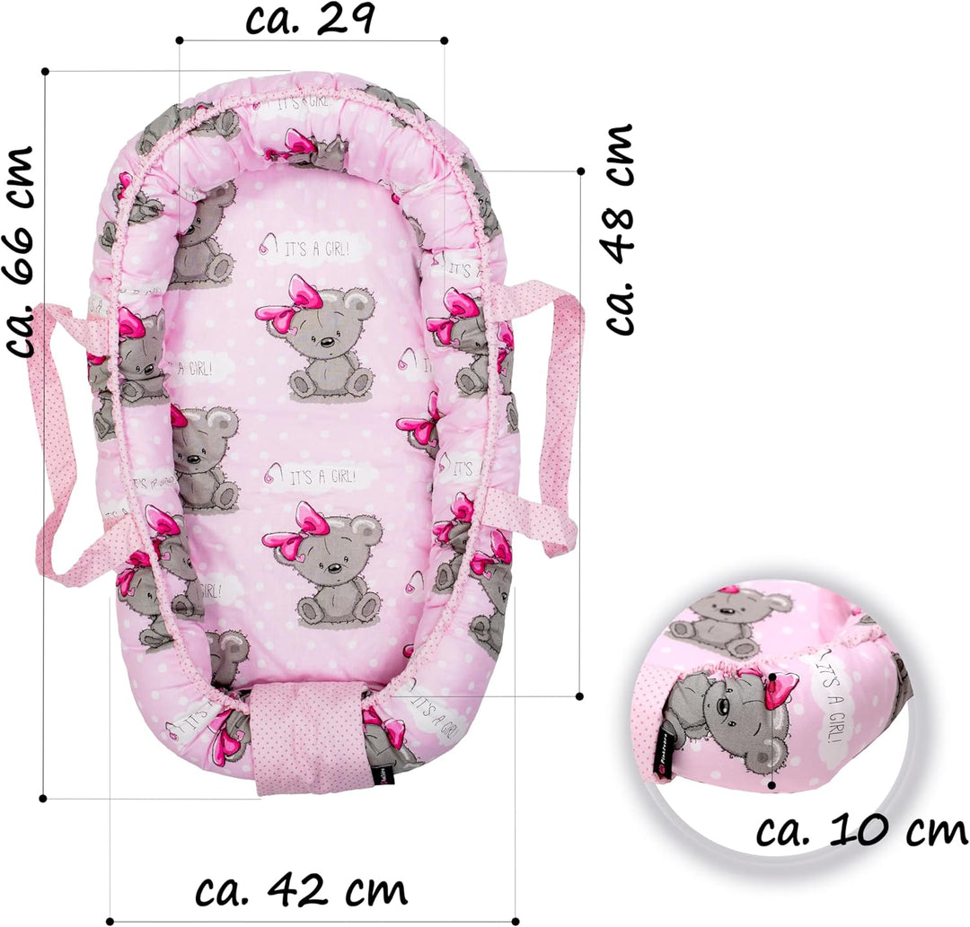 PinkZebra Tragetasche,2 in 1 Tragetasche, Tragenest Kokon aus Baumwolle, It's a Girl, It's A Girl