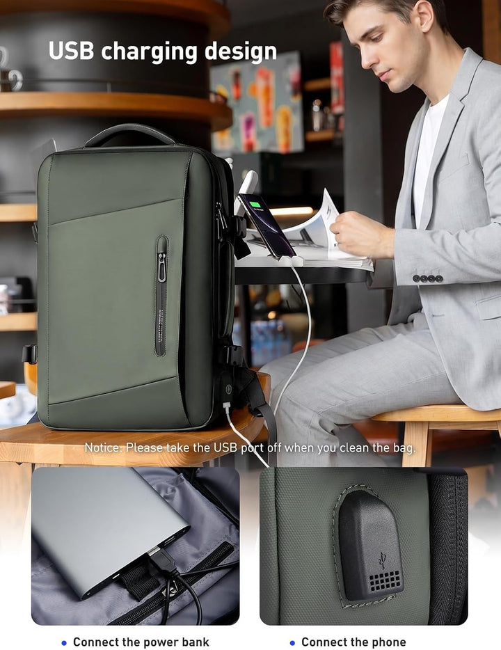 MARK RYDEN Business Rucksack Herren, Erweiterbarer 26L-38L Reiserucksack mit USB, Laptop Rucksack fü