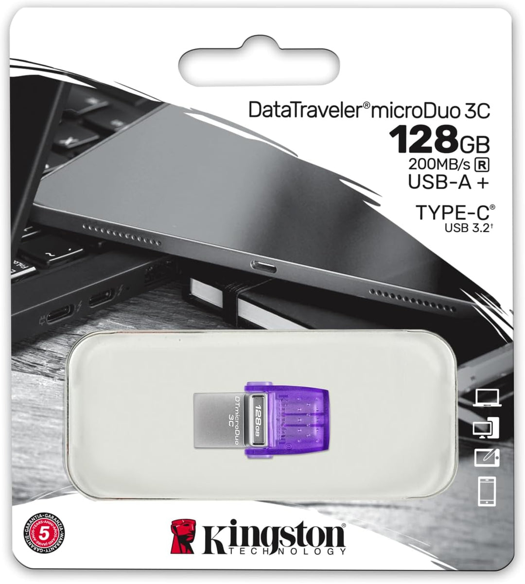 Kingston DataTraveler microDuo 3C USB-Stick 128GB USB Gen 3 Type-C und Type-A - DTDUO3CG3/128GB, Lil