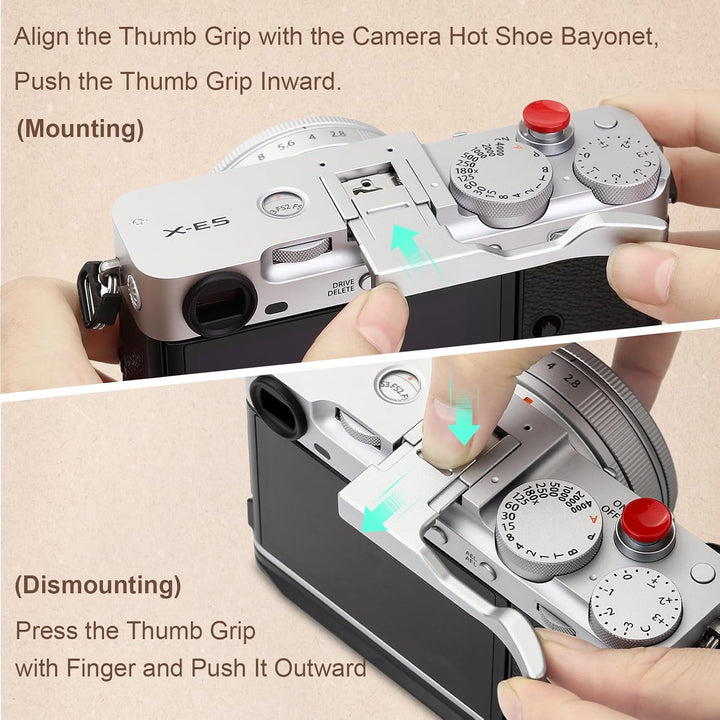 Haoge THB-XE5-S Daumen-Up-Griff für Fujifilm X-E5 Kameragehäuse, digitales Zubehör, Metall, Blitzsch