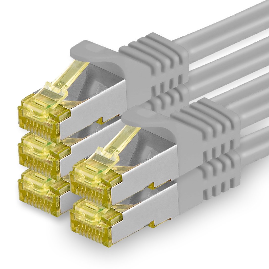 1aTTack.de Cat.7 Netzwerkkabel 3,0 m Grau 5 Stück Cat7 Ethernetkabel Netzwerk LAN Kabel Rohkabel 10