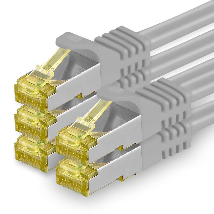 1aTTack.de Cat.7 Netzwerkkabel 3,0 m Grau 5 Stück Cat7 Ethernetkabel Netzwerk LAN Kabel Rohkabel 10