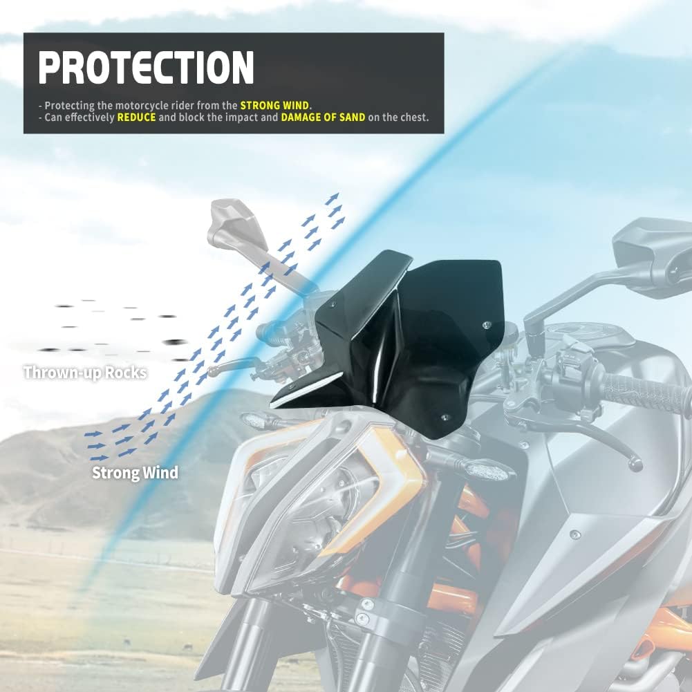Motorrad-Windschutzscheibe Windabweiser Double Bubble Winddicht Fliegengitterschutz mit Halterung fü