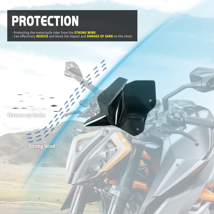 Motorrad-Windschutzscheibe Windabweiser Double Bubble Winddicht Fliegengitterschutz mit Halterung fü