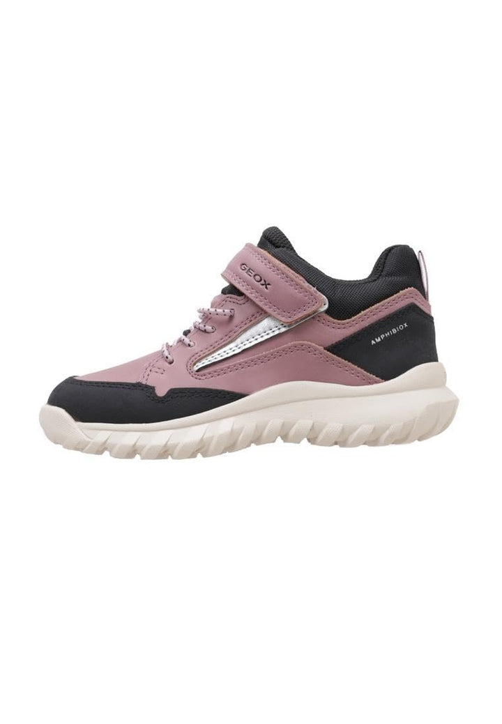 Geox Mädchen J Simbyos Girl ABX A Sneaker 34 EU Dk Rose Black, 34 EU Dk Rose Black