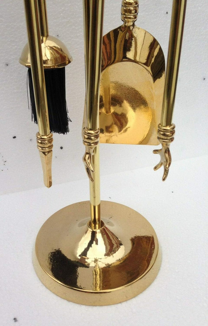 Kaminbesteck Messing Kaminbesteck Runde Ring Kamingarnitur 70cm poliertes Messing Gold Kaminset 8208