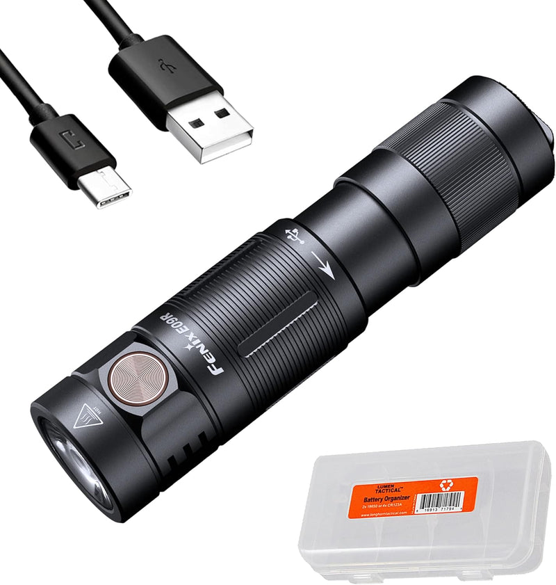 Fenix E09R 600 Lumen USB-C wiederaufladbare EDC Schlüsselanhänger Taschenlampe mit LumenTac Organize