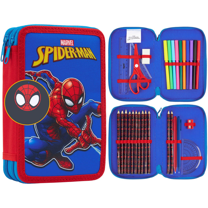 Marvel Spiderman Federmäppchen mit Stiften Gefülltes Federtasche für Kinder Stifte Federmappe Jungen