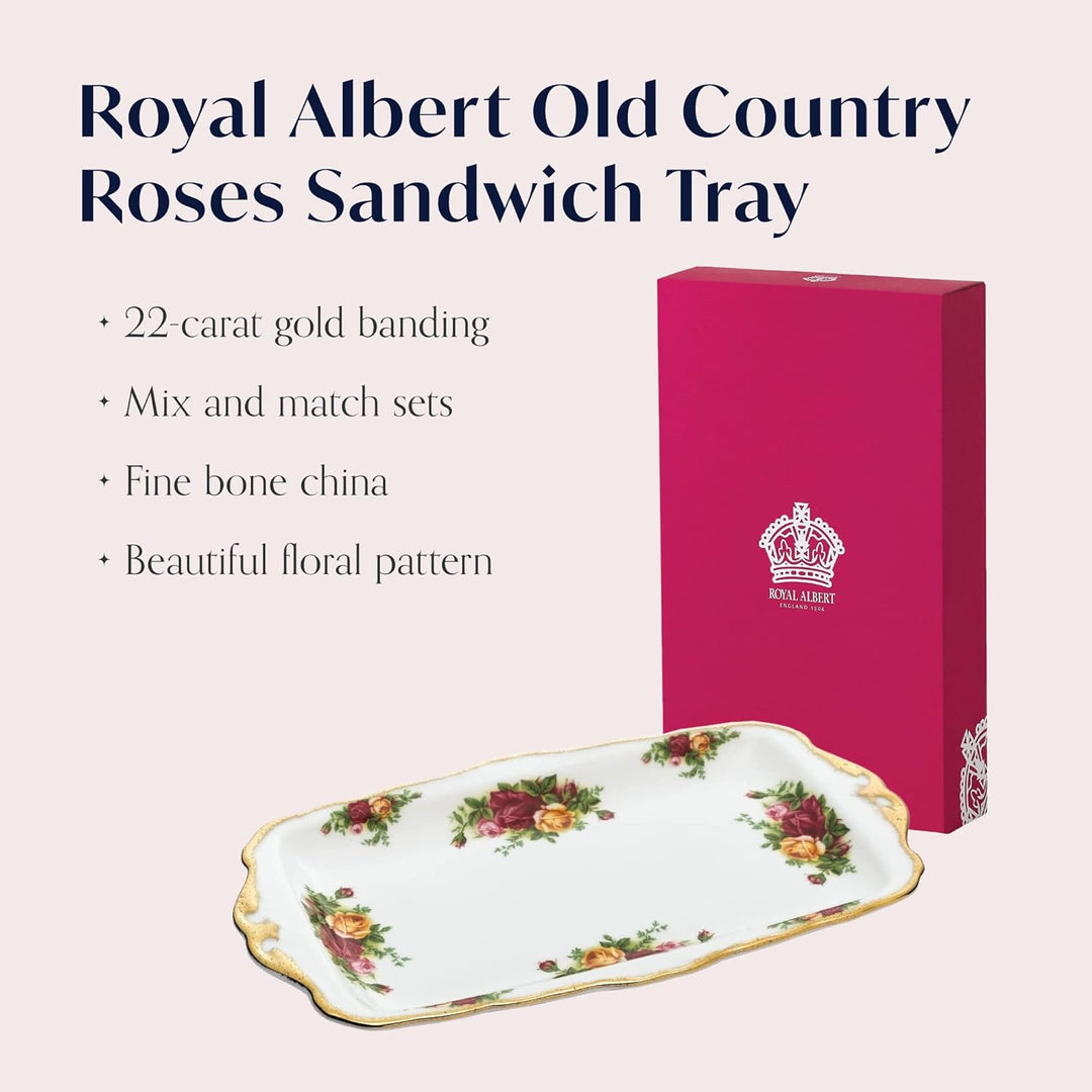 Royal Albert 15210136 Old Country Roses 11-3/4-inch Sandwich Tray Old Country Roses, Tablett für Bro
