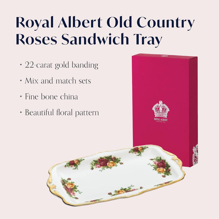 Royal Albert 15210136 Old Country Roses 11-3/4-inch Sandwich Tray Old Country Roses, Tablett für Bro