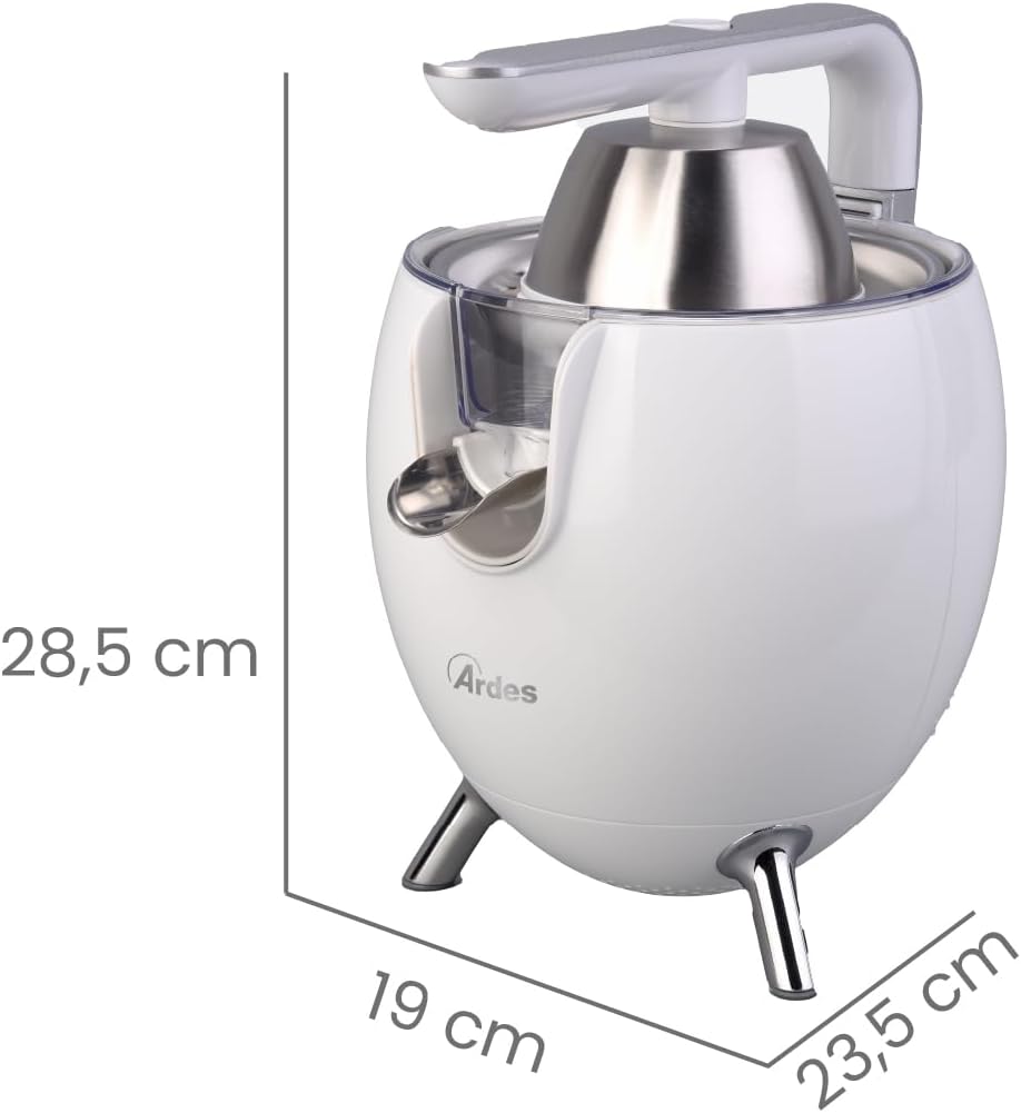 Ardes Arspre03W Juice Art W Elektrische Zitruspresse mit Druck - Leistung 500 W, 0,5 l Edelstahlfilt