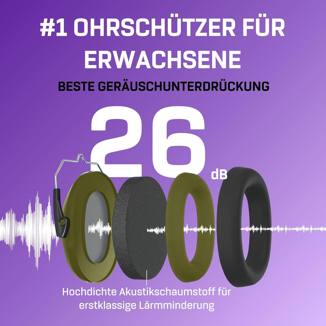 Vanderfields Gehörschutz für Erwachsene - SNR 26dB - 2er-Pack - Baustellen Kopfhörer - Kopfhörer Sch
