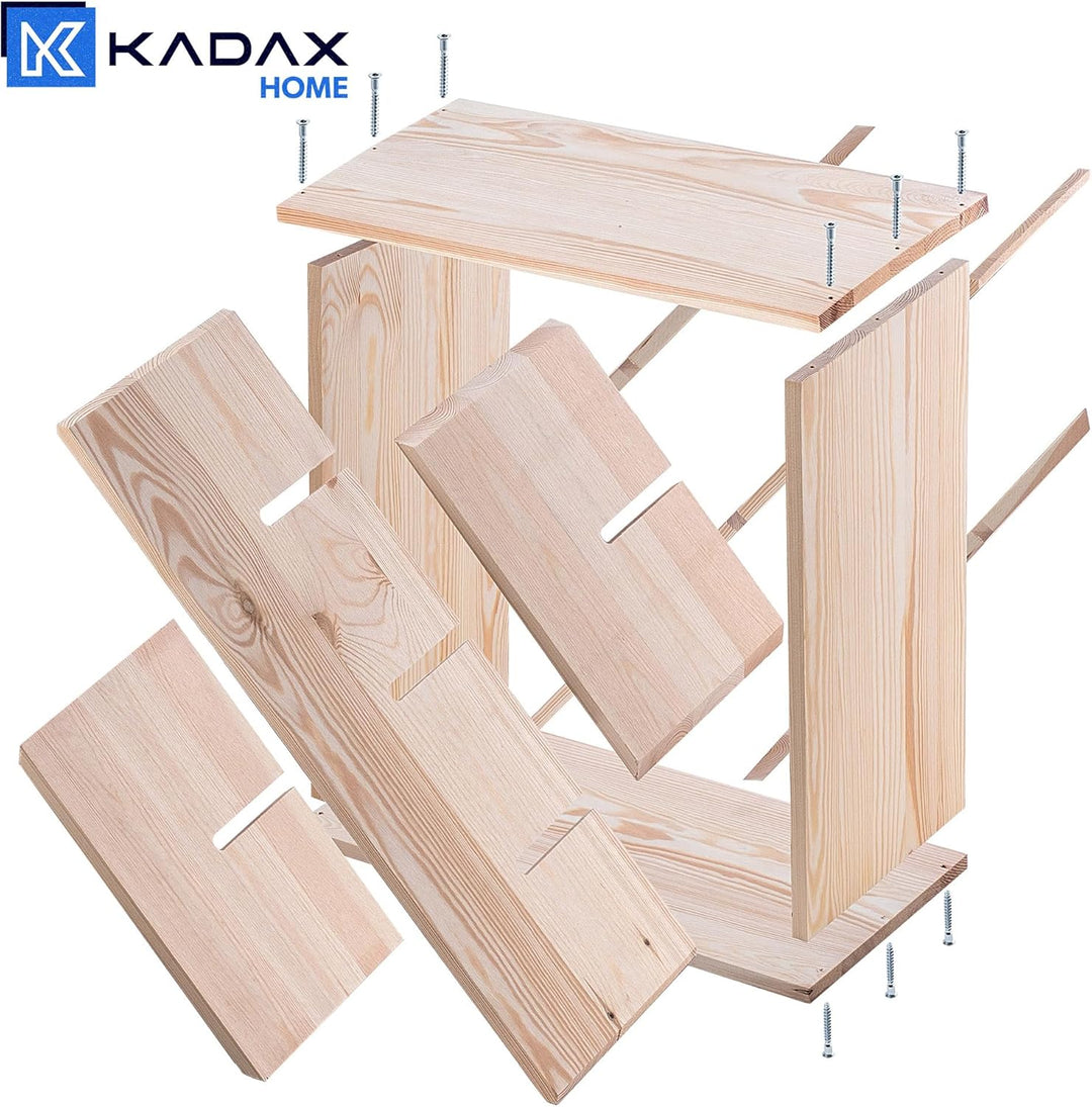 KADAX Weinregal aus Holz, 52 x 25.5 x 52 cm, Grosses Flaschenregal für viele Weinflaschen, rustikale