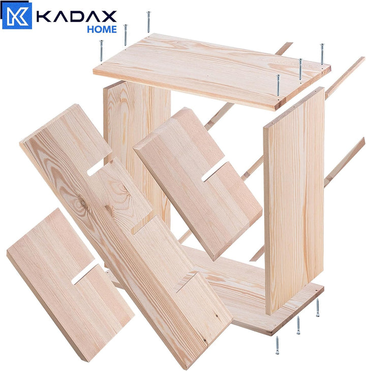 KADAX Weinregal aus Holz, 52 x 25.5 x 52 cm, Grosses Flaschenregal für viele Weinflaschen, rustikale