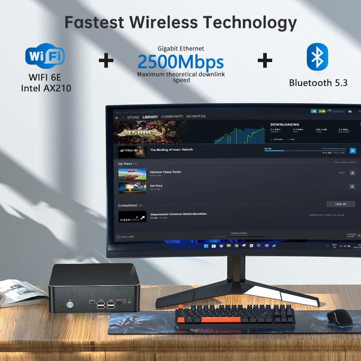 Thdeukoty Mini PC mit Core i9-9880H 2,3 bis zu 4,8GHz, 64G DDR4 1T NVME SSD, Windows 11 Pro Desktop