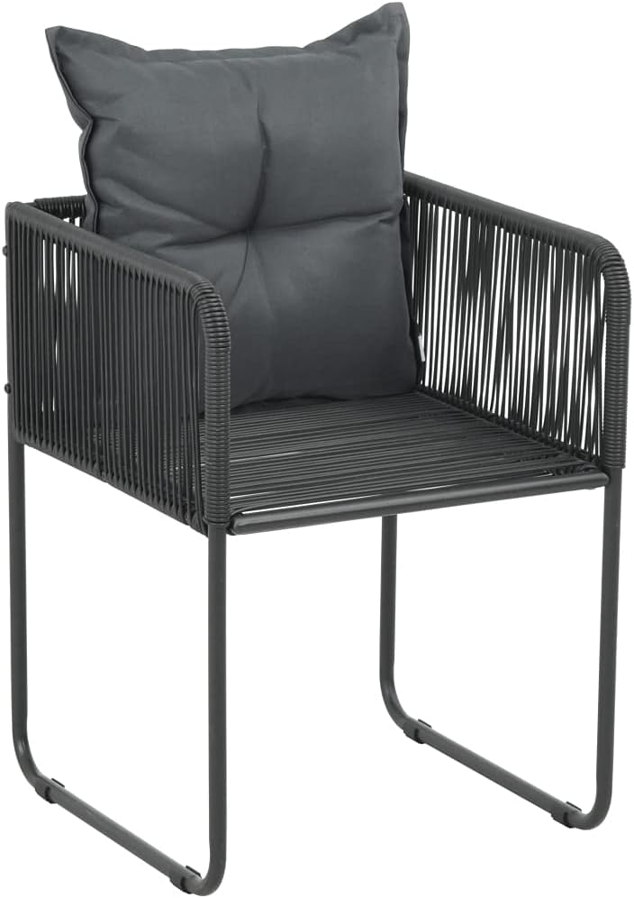 Gartenstühle 2 STK. mit Polstern Poly Rattan Schwarz BalkonmöBel Gartenstuhl StapelstüHle Rattan Gar
