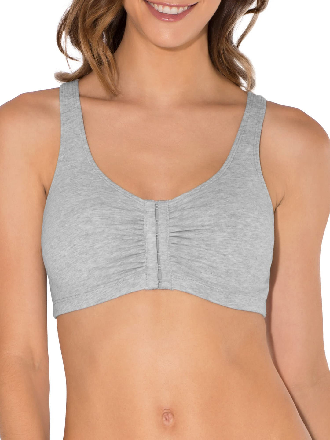 Fruit of The Loom Womens' Front Close Built Up Sports Bra, Heather Grey, 42