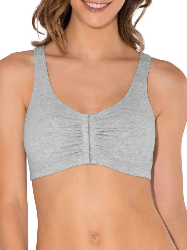 Fruit of The Loom Womens' Front Close Built Up Sports Bra, Heather Grey, 42