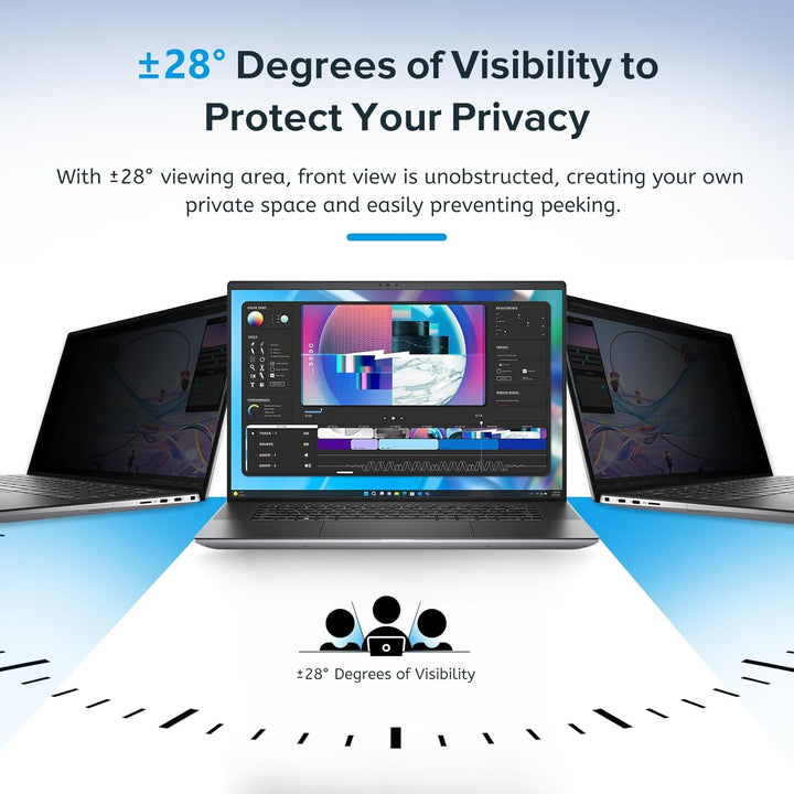 MOBDIK Blickschutzfolie für 13.3 Zoll Laptop 16:9 Abnehmbarer Anti Spy Blickschutz Privacy Filter Bl