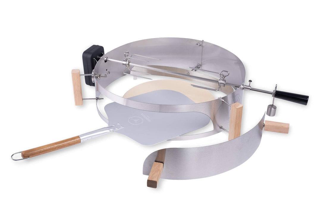 MOESTA-BBQ 10572 Smokin' PizzaRing XL Rotisserie Set - Elektrischer Spiessdreher für Kugelgrill Ø 57