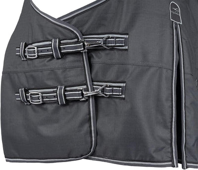 Equinate Regendecke Oakland Highneck Weidedecke mit Fleece 155cm Grau Grau 155cm, Grau 155cm