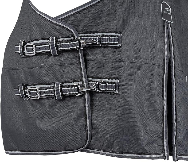 Equinate Regendecke Oakland Highneck Weidedecke mit Fleece 155cm Grau Grau 155cm, Grau 155cm