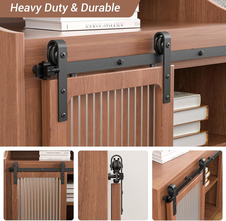 3FT/91.5cm Mini Schiebetür-Hardware-Kit für Eintürige TV-Ständer, Kleiner Kleiderschrank (Keine Schr