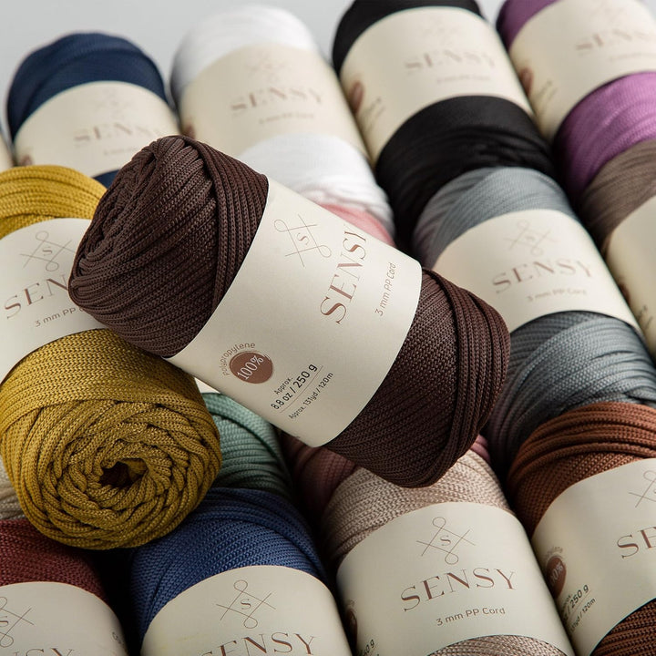 Sensy Premium 3 mm 120 Meter Polyester-Seil, 100% Polypropylen-Kordel, Makramee-Kordel, 3 mm Häkelta