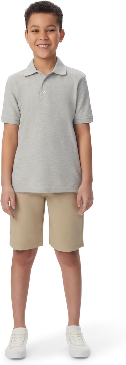 French Toast Boys' Short Sleeve Pique Polo, Grey, Large/14/16/ Husky