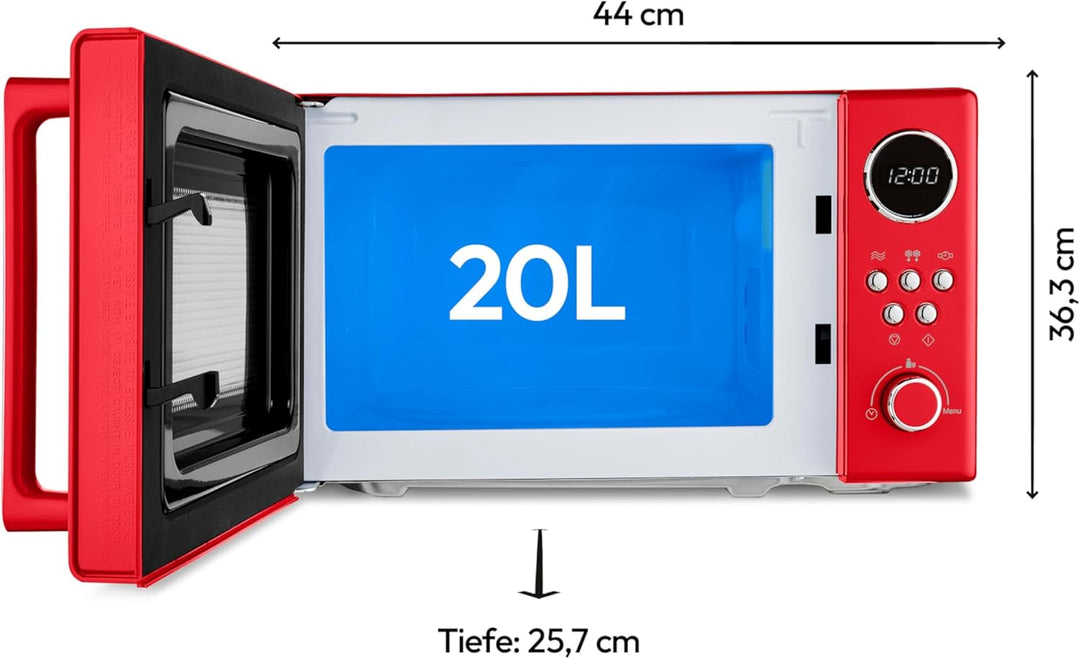 MEDION Retro Mikrowelle klein (20 Liter, ca. 800 Watt, 5 Mikrowellenstufen, 8 Automatikprogramme, Di