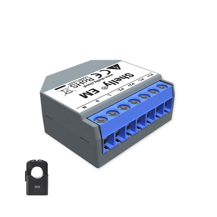 Shelly EM + 1 Amperemeterzange bis 50A zur Messung des Stromverbrauchs zu Hause Shelly EM + 1 Zange