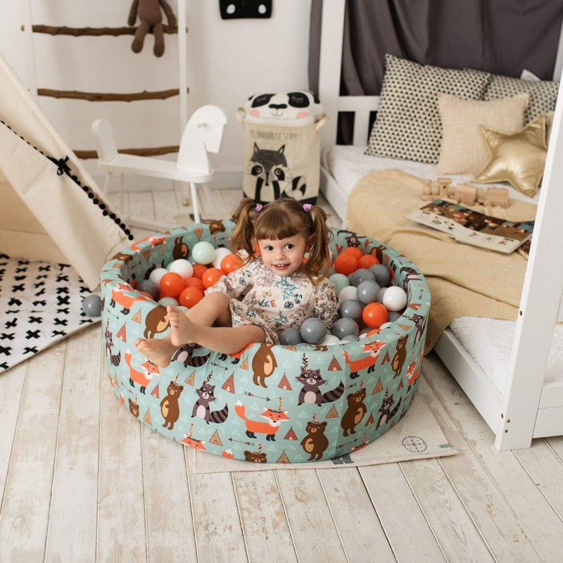 KiddyMoon Rund Bällebad Bällepool 90X30cm/300 Bälle ∅ 7Cm Ballgruben Mit Bunten Bällen Für Babys Spi