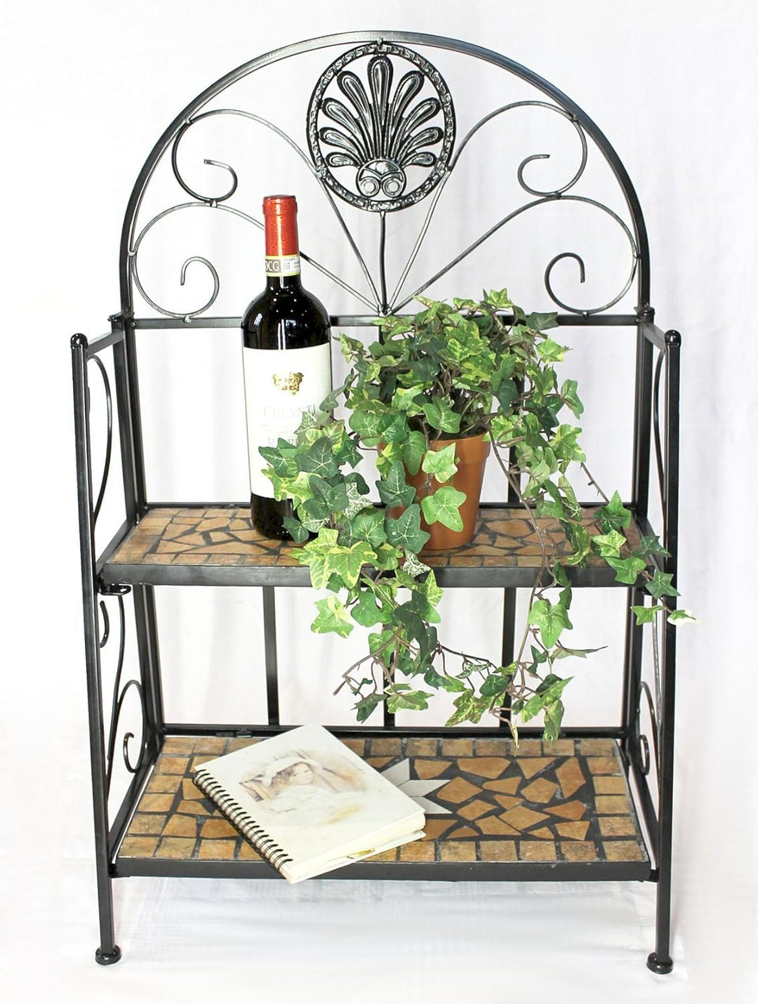 DanDiBo Regal Mosaik Metall 2 Ablagen Klein 12006 Bücherregal 80 cm Schmiedeeisen Badregal