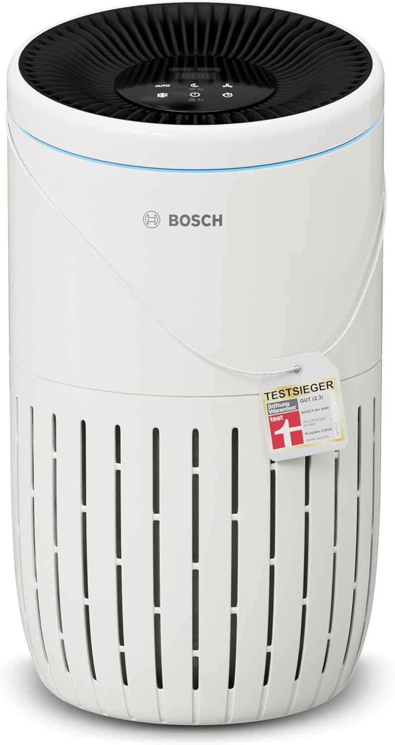 Bosch Air 4000, Luftreiniger für bis zu 62,5 m² entfernt 99,9% aller Verschmutzungen, 3in1 Filter in