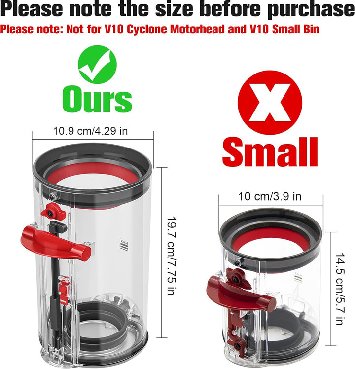 RUKHOOL Behälter für Dyson V10 SV12 Staubbehälter Ersatzteil Zubehör Staubsauger Mülleimer Staubbox