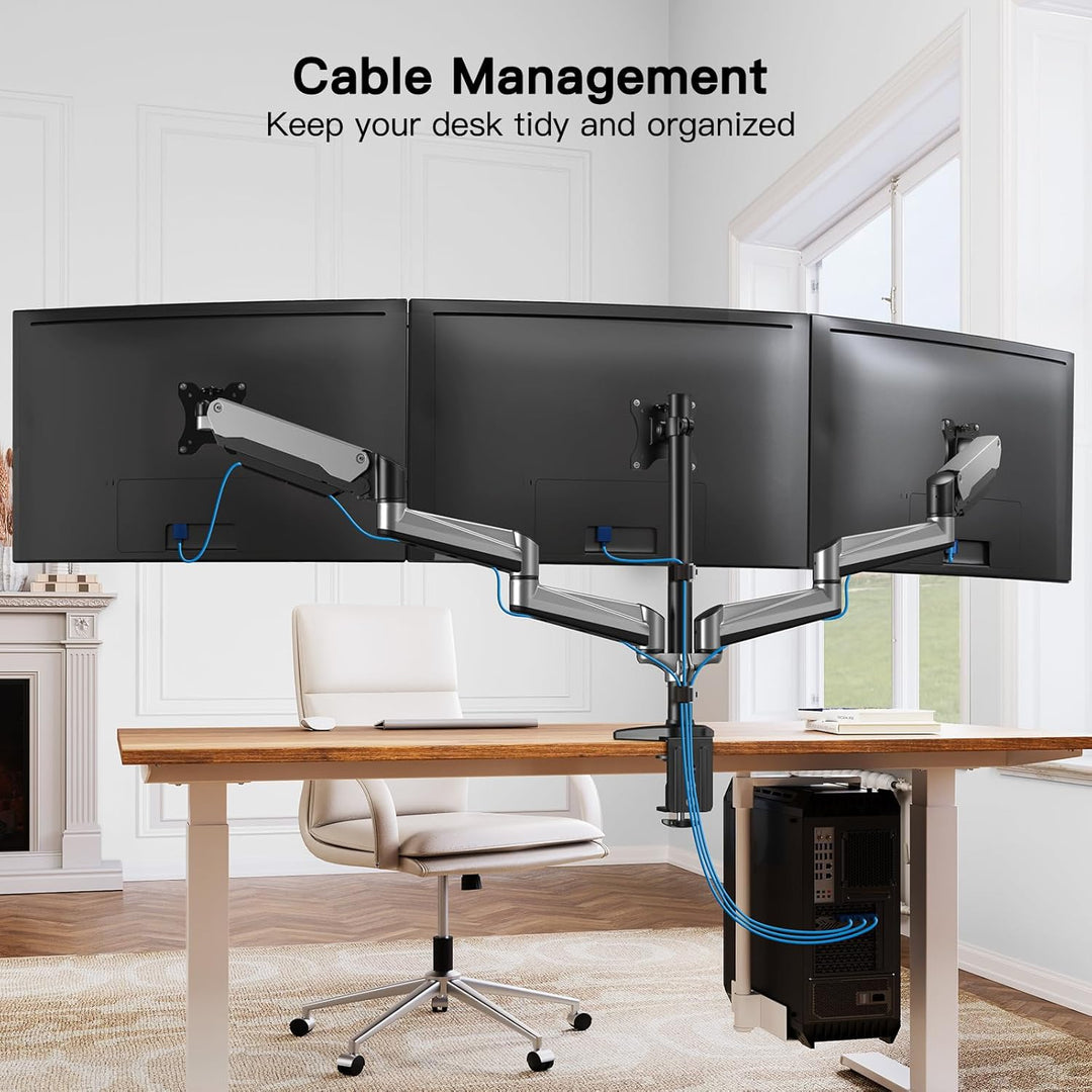 HUANUO Monitor Halterung 3 Monitore für 17-32 Zoll Bildschirme, Bildschirmhalterung 3 Monitore Höhen