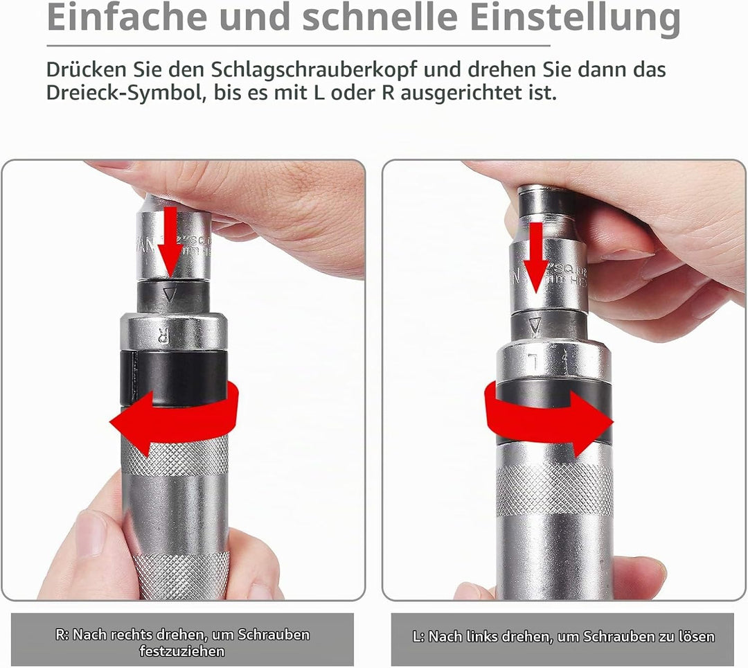 Justech 13stk 1/2" Schlagschrauber Hand Schlagschraubendreher Satz Handschlagschrauber Set Schrauben