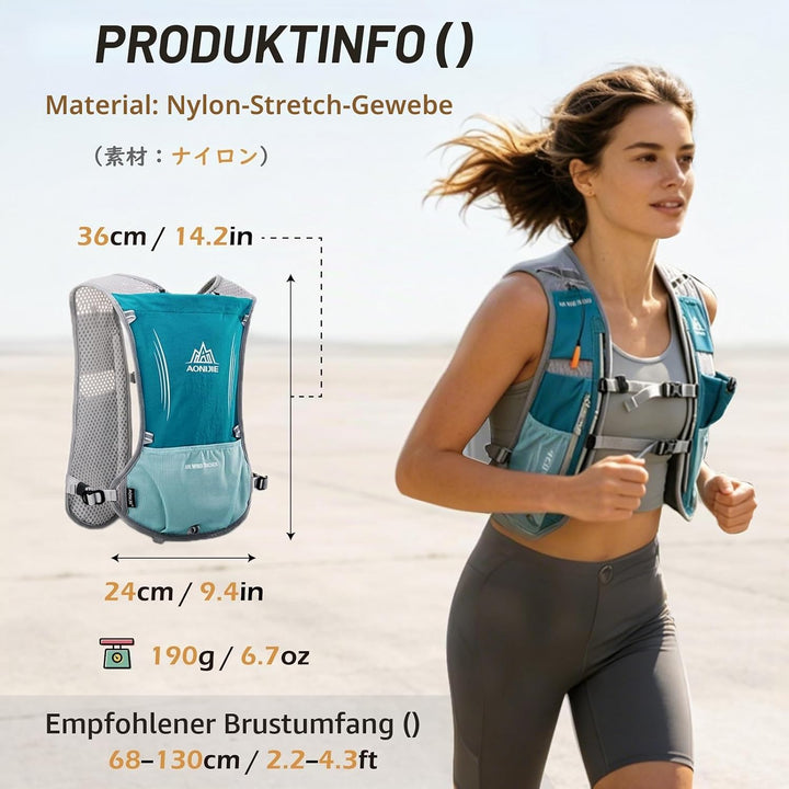 TRIWONDER 5L Ultraleichter Trinkrucksack, Trinkweste, Hydration Pack Fahrradrucksack mit 1.5L Trinkb