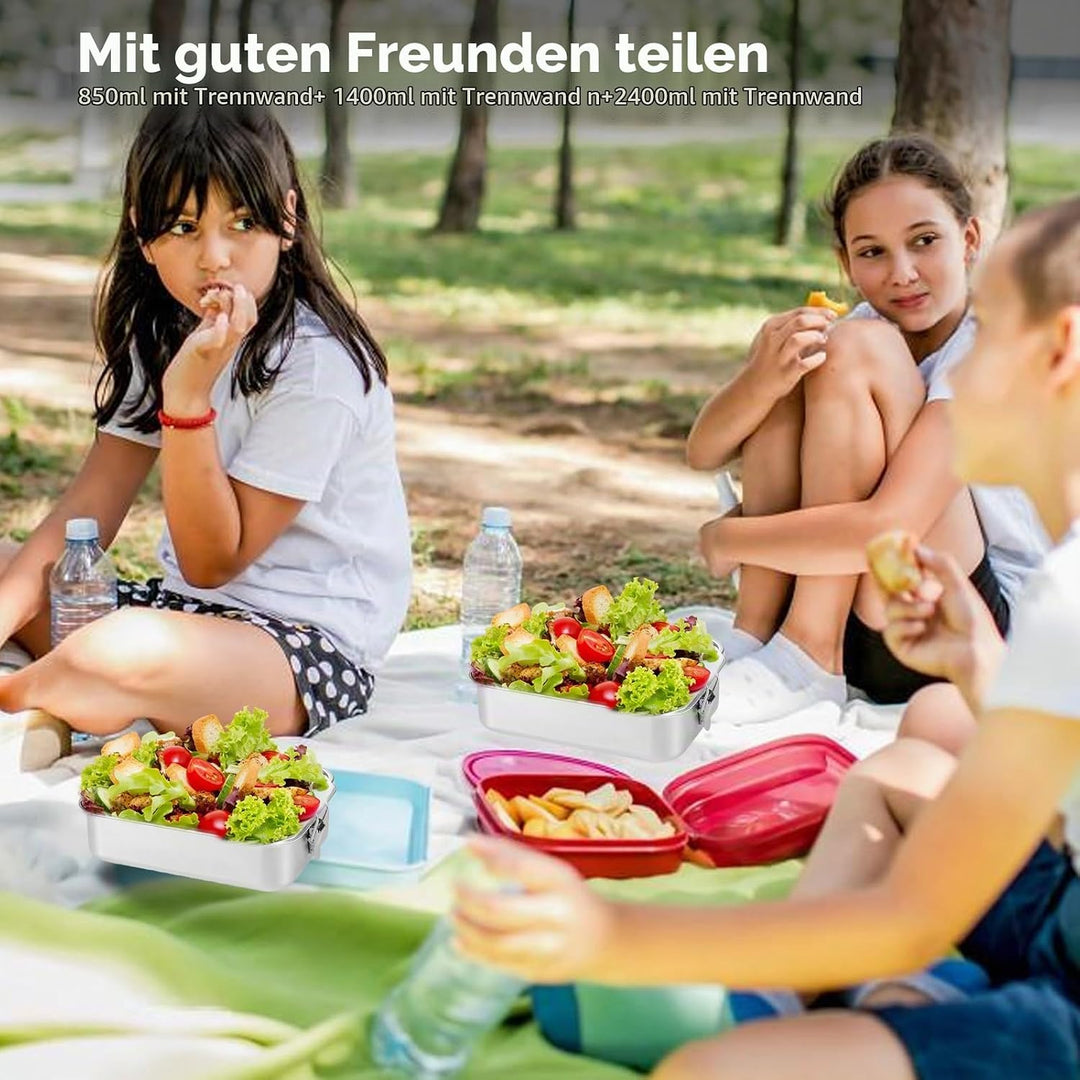 Edelstahl Brotdose, 3er Pack Lunchbox Edelstahl, Vesperdose Volumina 850ml 1400ml 2400ml, Stahl-Brot