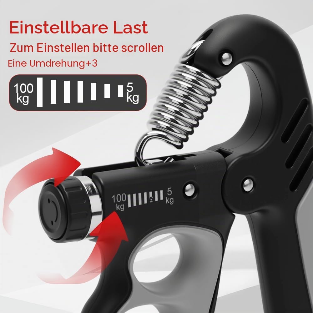 2 Stück Griffkraft Trainer, 5-100kg Handgriff Trainer, Verstellbare Unterarm Trainingsgerät, Finger