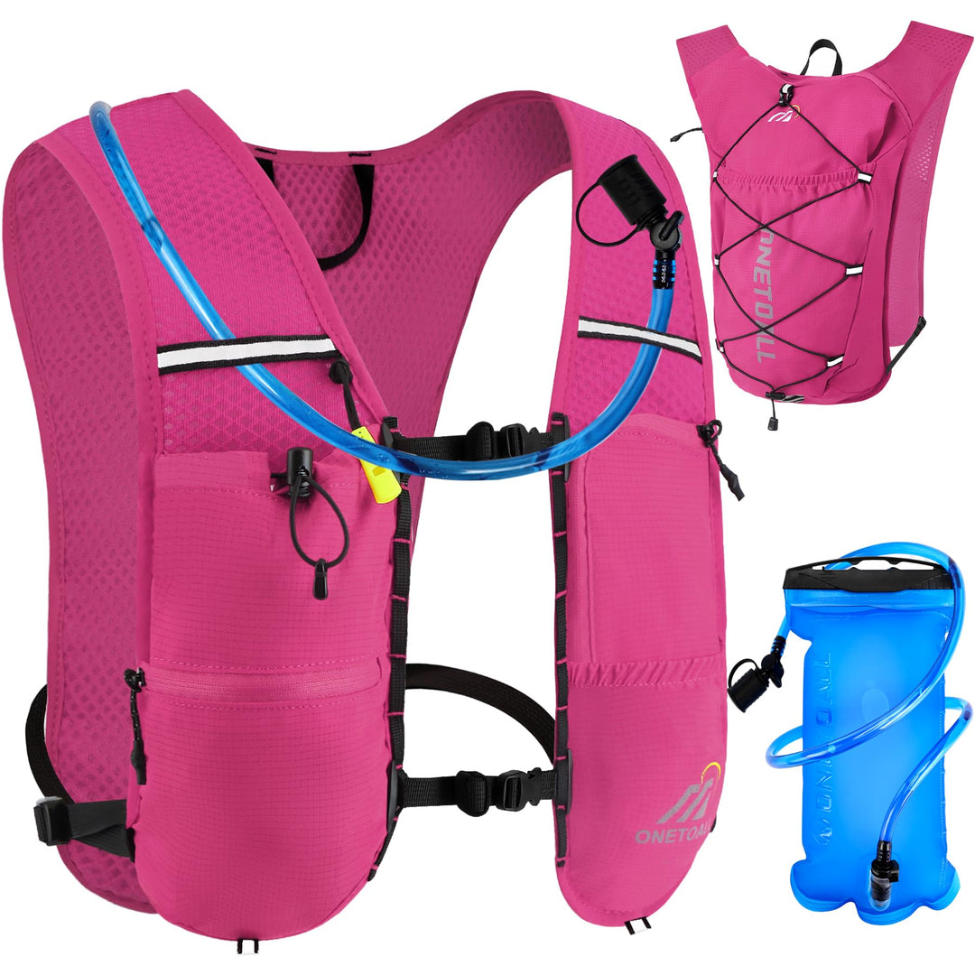 Laufweste Damen mit 500ml Trinkflasche/2L Trinkblase, Leichter Trinkrucksack Laufen Herren 6L, Runin